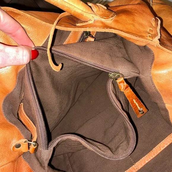 Bed Stu Leather Rockaway Shoulder Bag Crossbody Tote Tan Rustic $345 - Picture 11 of 13